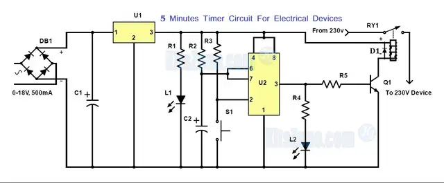 5 Minutes Timer Circuit To Turn Off Electrical Devices