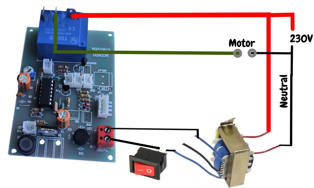 Water Level Controller Power And  Relay Connection Diagram