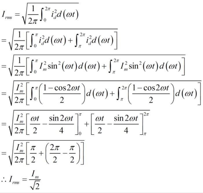 Full Wave Rectifier RMS Value of Current