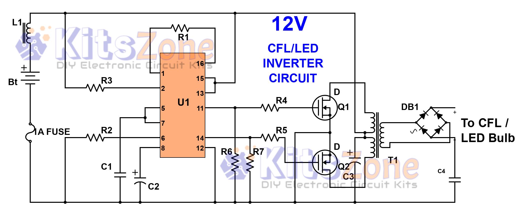 12V Mini Inverter Circuit Using 3525 IC