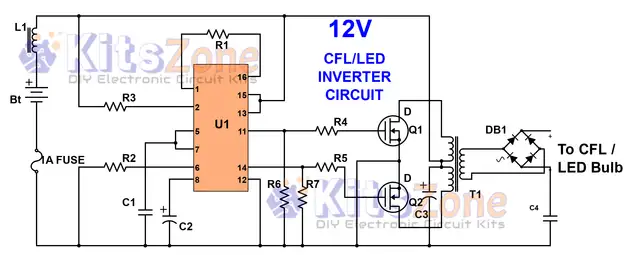 12V Mini Inverter Circuit Using 3525 IC