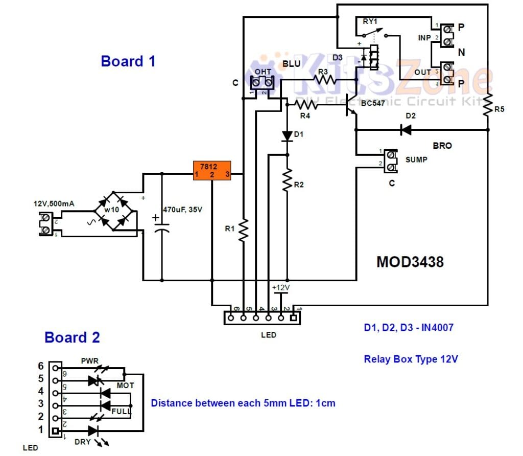 Water Level Controller Circuit For Sump & Overhead Tank